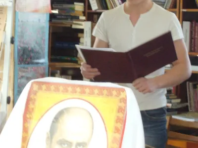 Студент ІнІТКІ Бевз Павло декламує поезію Т.Г. Шевченка